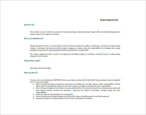 giap change management plan free pdf template