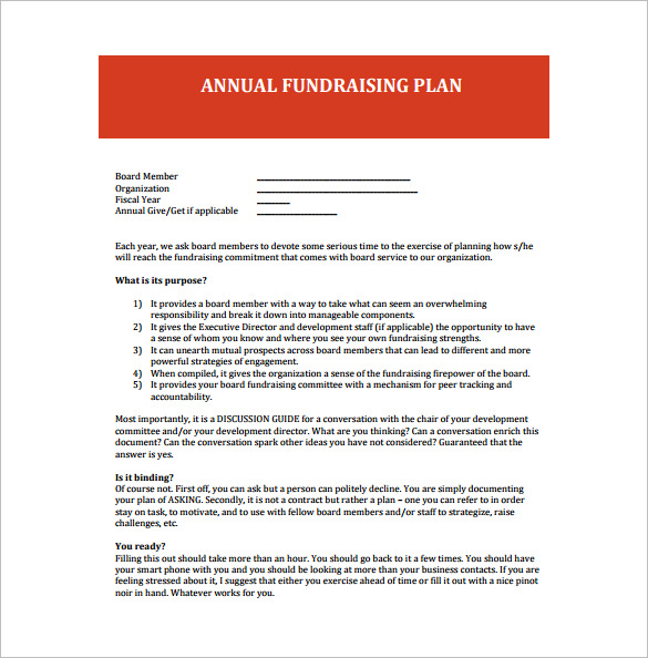 annual fundraising plan free pdf template download