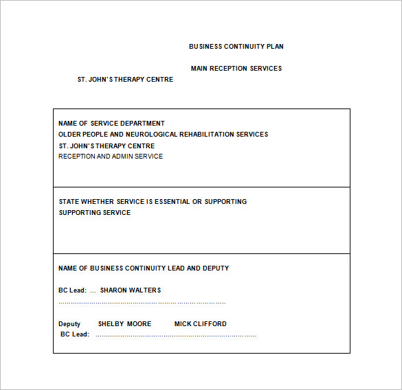 department contingency plan free word template download