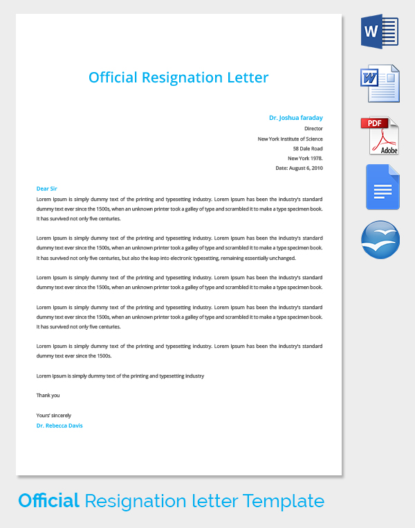 Resignation Letter Template - 25+ Free Word, PDF Documents Download ...