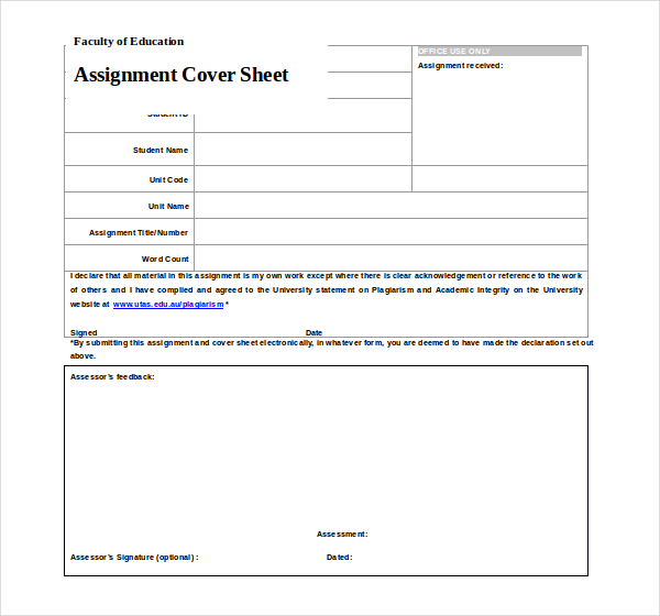 fhs assignment cover sheet