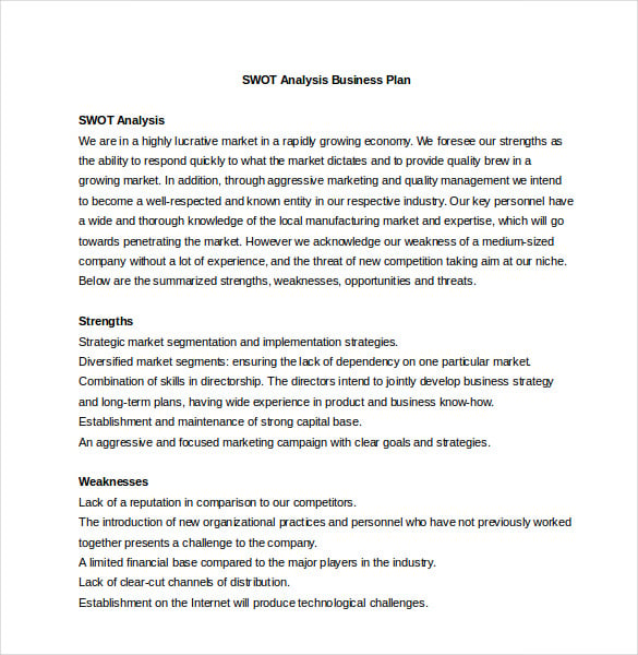 SWOT Analysis Templates 17 Free Word Excel PDF Formats Samples Examples Designs