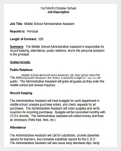 Middle School Administrative Assistant Job Description