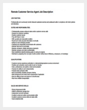 Remote Customer Service Agent Job Description PDF