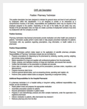 Sample Pharmacist Technician Job Description Free PDF