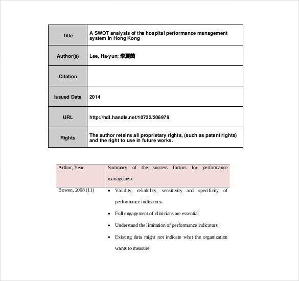 8 Healthcare SWOT Analysis Templates PDF Word