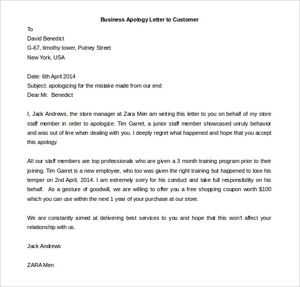 business letters to customers