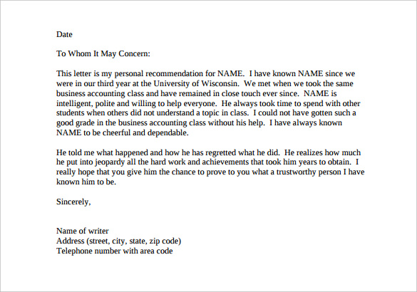 Free Reference Letter Templates - 24+ Free Word, PDF ...