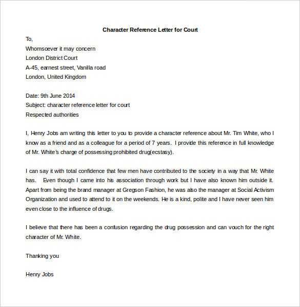 free character reference letter for court word download