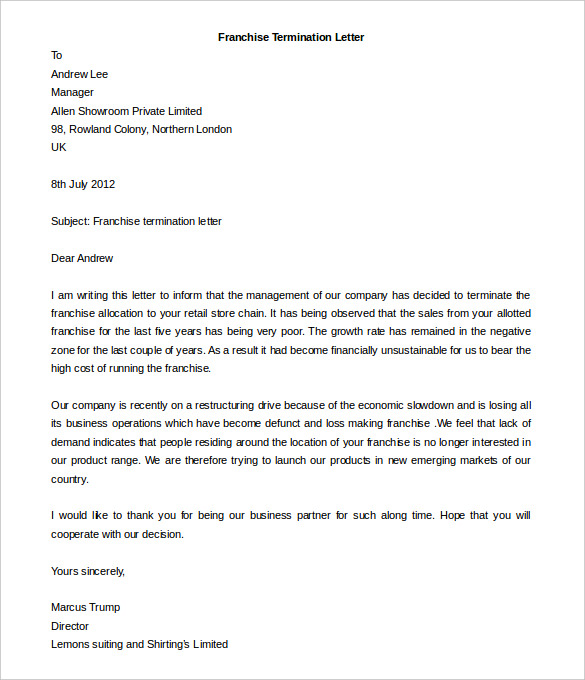 Termination Letter Template - 21+ Free Word Documents Download