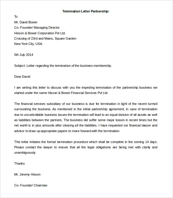 Termination Letter Template - 21+ Free Word Documents Download | Free ...