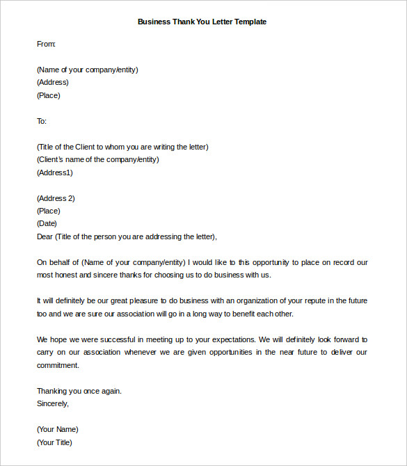 download business thank you letter template