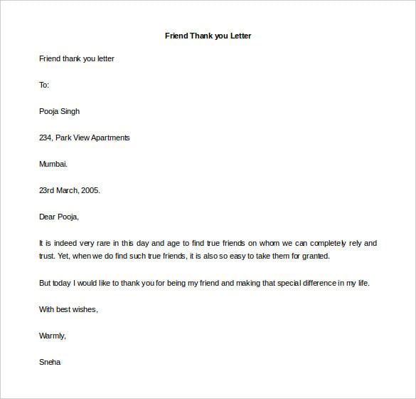 free download friend thank you letter template