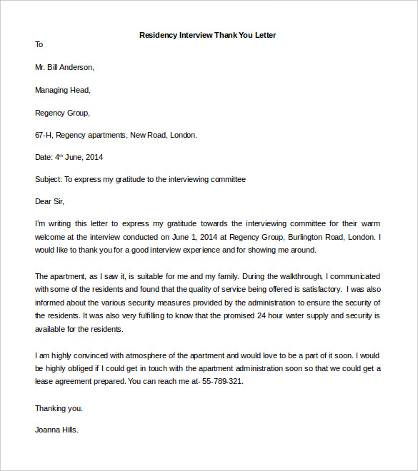 letter interview medical after thank you DOC, Free  You 41 Thank Letter  PDF  Templates  Free