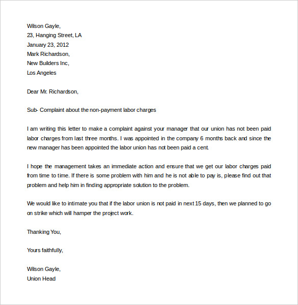 Free Complaint Letter Template – 20+ Free Word, PDF Documents ...