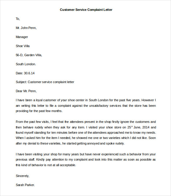 29+ Free Complaint Letter Templates - PDF, DOC