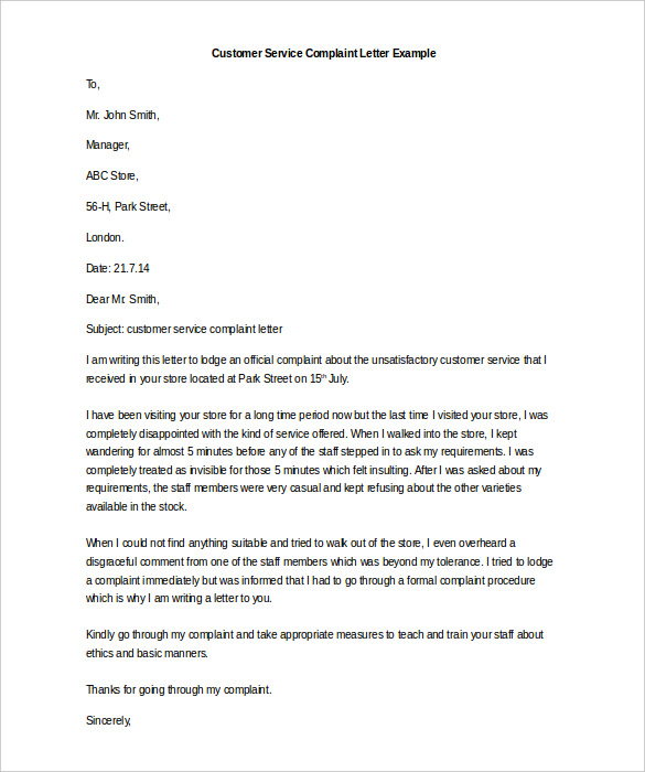 29+ Free Complaint Letter Templates - PDF, DOC