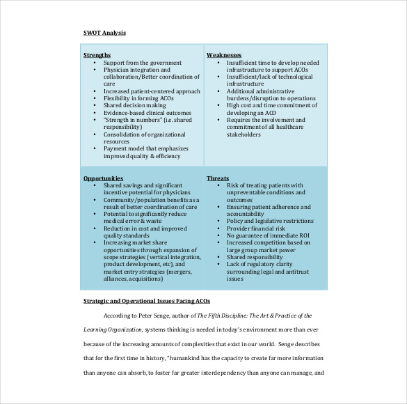 swot  analysis health department