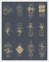 Set of 12 Vintage Wedding Sticker Templates