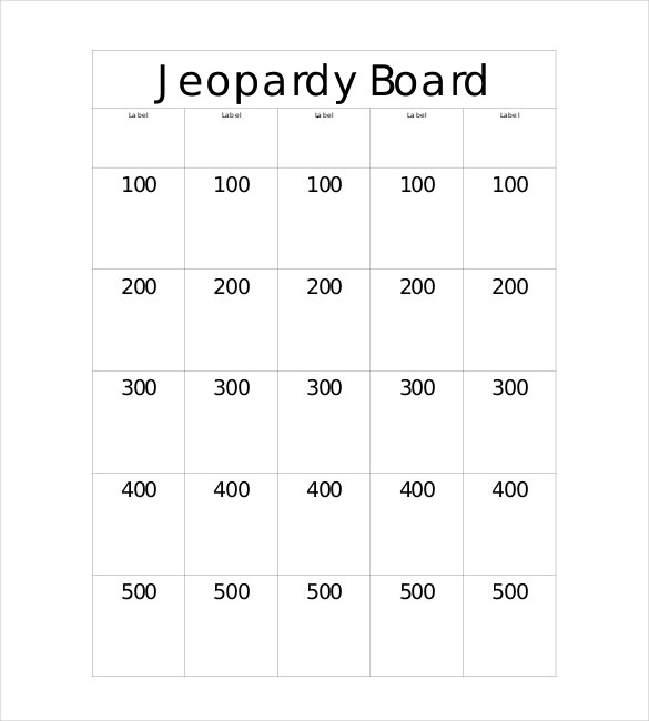 blank jeopardy template