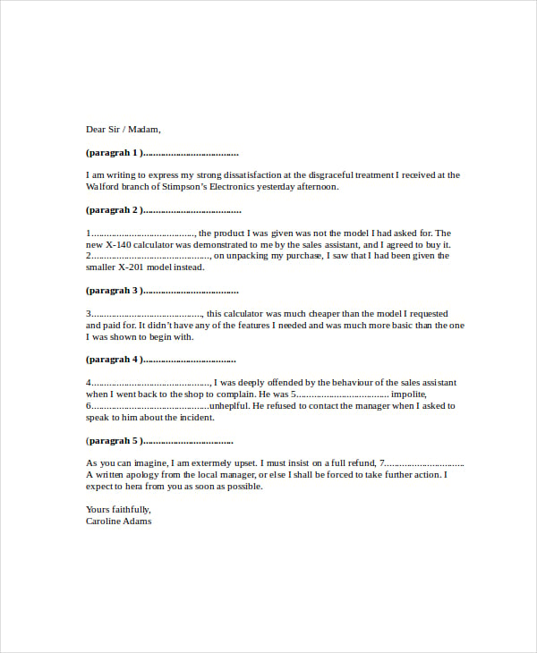 Complaint Letter Template - 8+ Free Word, PDF Documents Download
