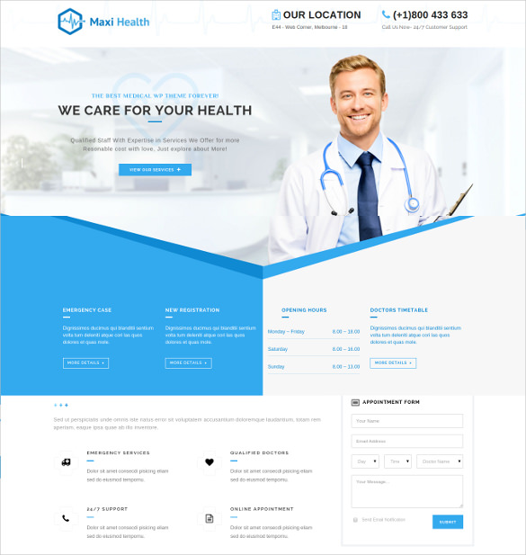 maxi health responsive medical wordpress theme