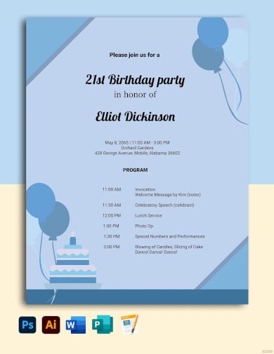 st birthdays party program template