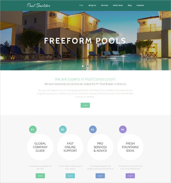 pool cleaning responsive moto cms 3 blog template