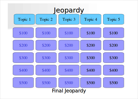 7 Blank Jeopardy Templates Free Sample Example Format Download 9087