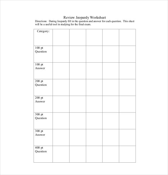 7+ Blank Jeopardy Templates Free Sample, Example, Format Download!