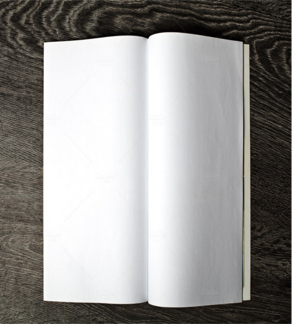 open magazine with blank pages