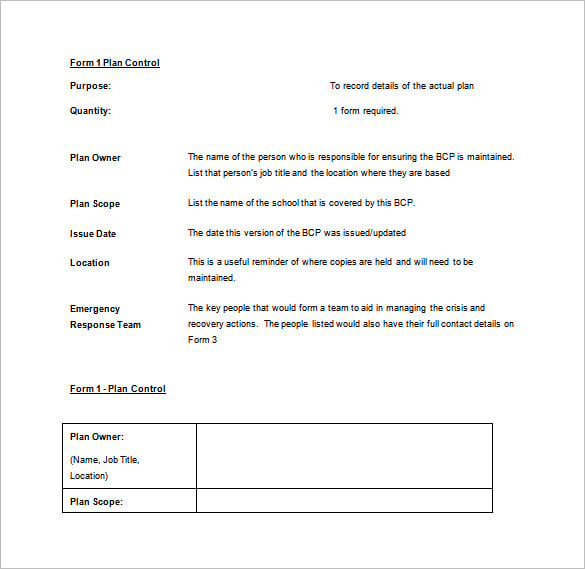 business continuity plan template for school word format free download