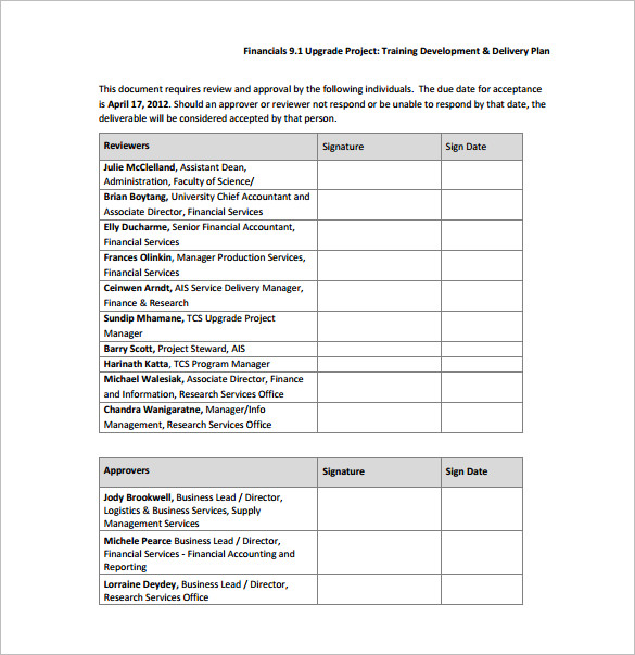 training development delivery plan sample pdf free download