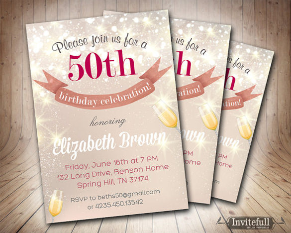elegant 50th birthday invitation