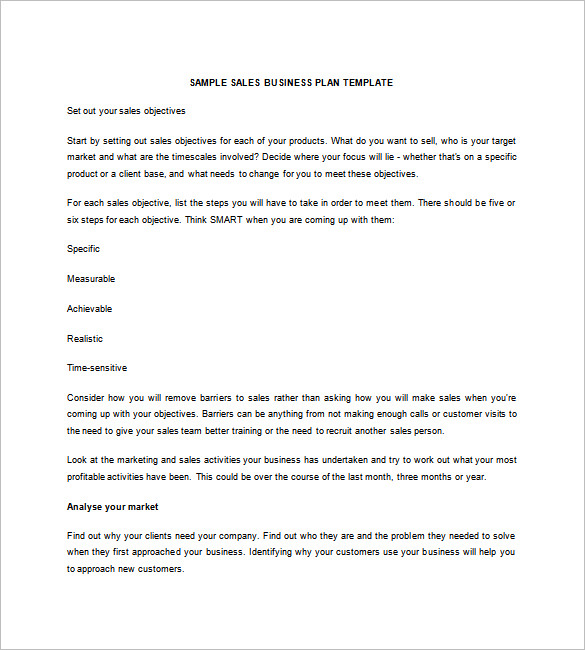 sales business plan word format free download