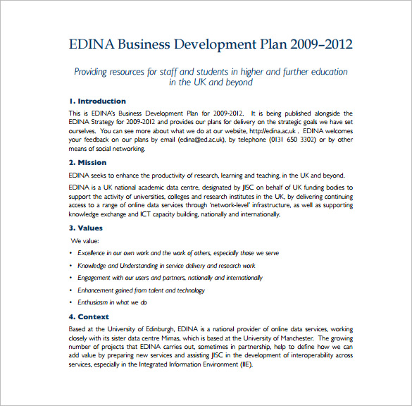 sample business development plan free pdf template download