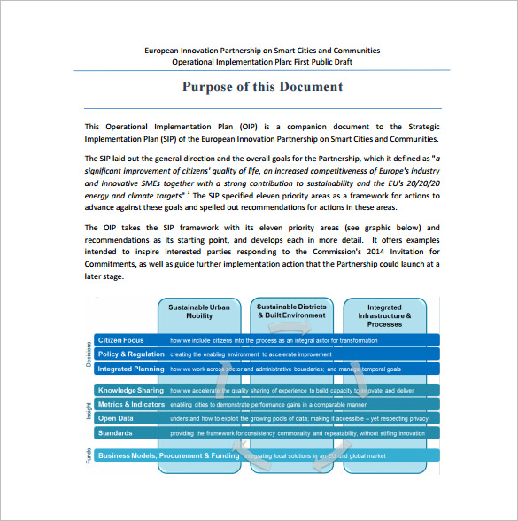 operational implementation plan pdf format free download