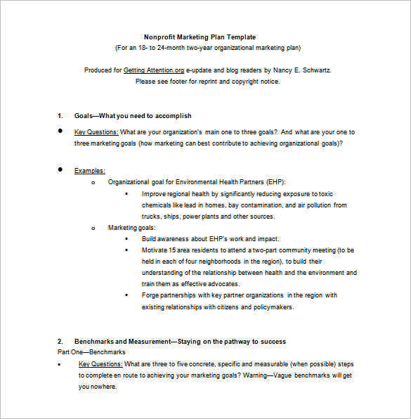 nonprofit marketing plan word format free download