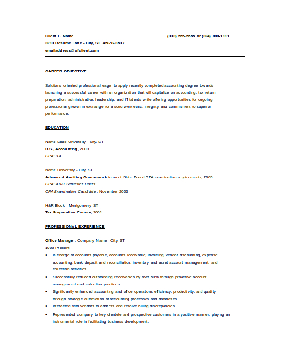 Bookkeeper Resume Template 5+ Free Word, PDF Documents Download