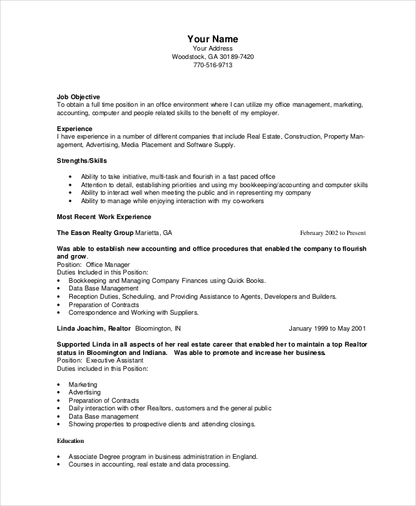 accounting bookkeeper resume