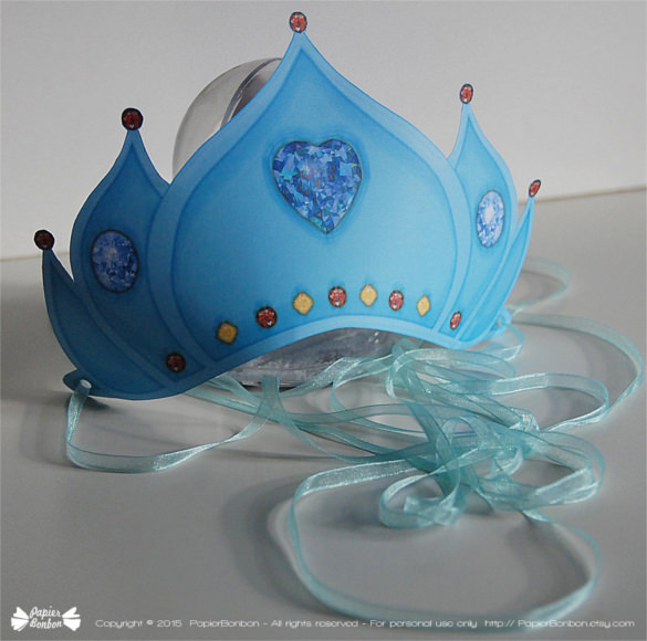 frozen blue with diamond heart paper crown template