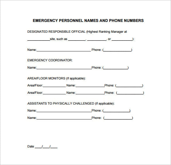 emergency action plan sample pdf free download
