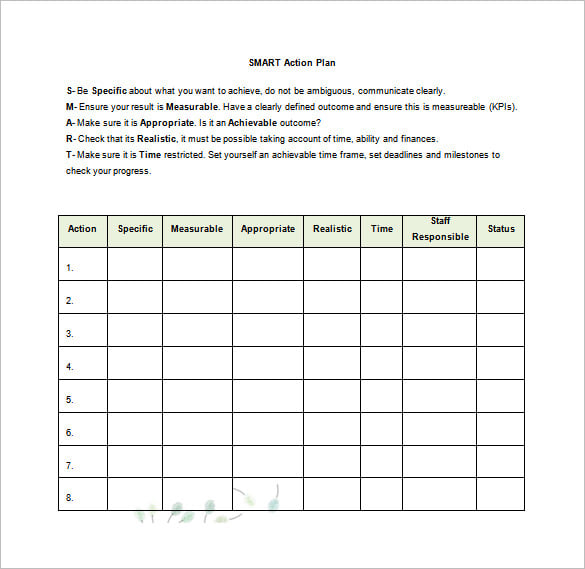 smart action plan sample word template free download