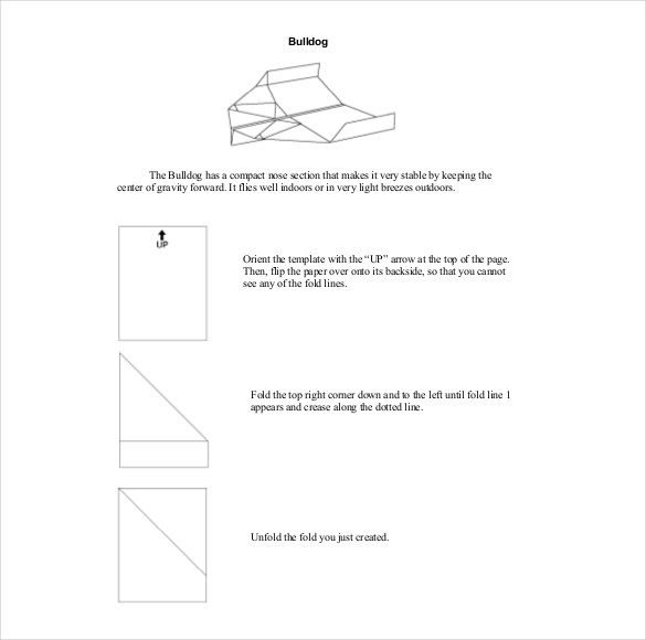 bulldog paper airplane instruction example