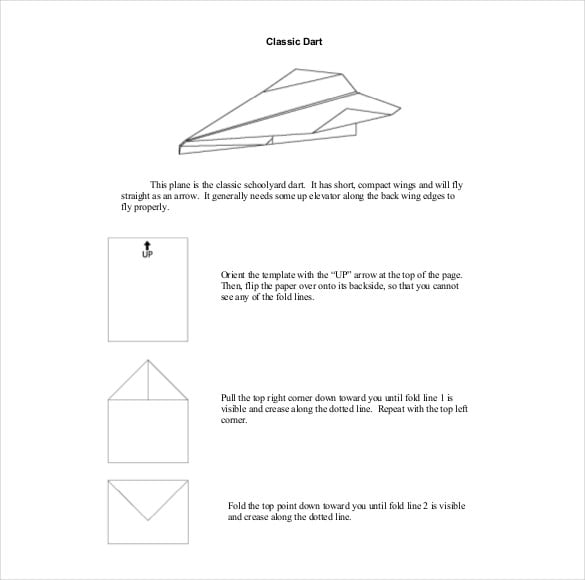 classic dart easy paper airplane template free download