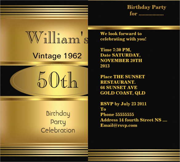 vintage 50th birthday invitation for men