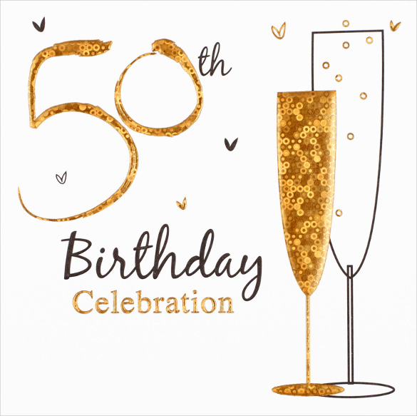 simple and elegant holographic 50th birthday invitation foir adults