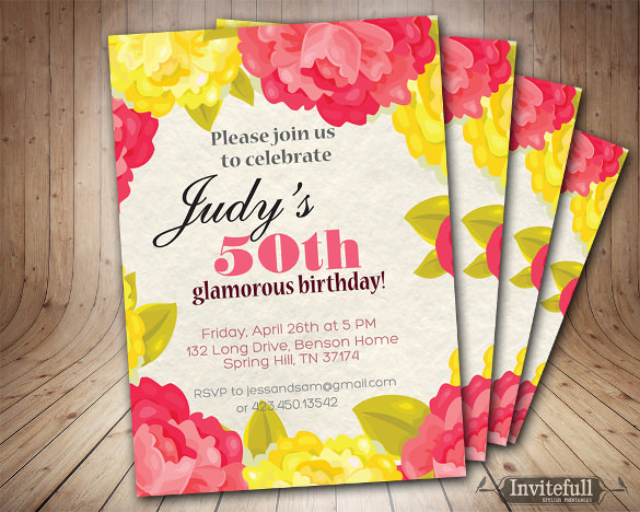 50th adult birthday party invitation 
