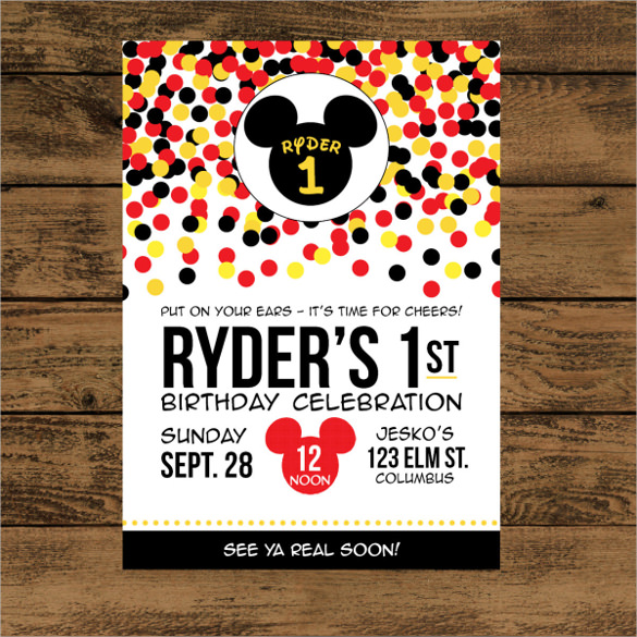 Mickey Mouse 1St Birthday Invitation Template Free For Your Needs
