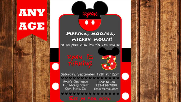 mickey mouse birthday invitation